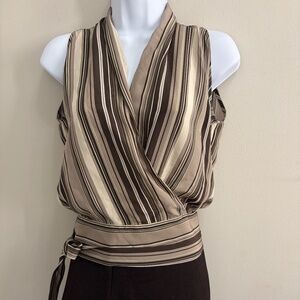Max Mara Size 4 Silk Wrap Around Sleeveless Blouse-Made In Italy